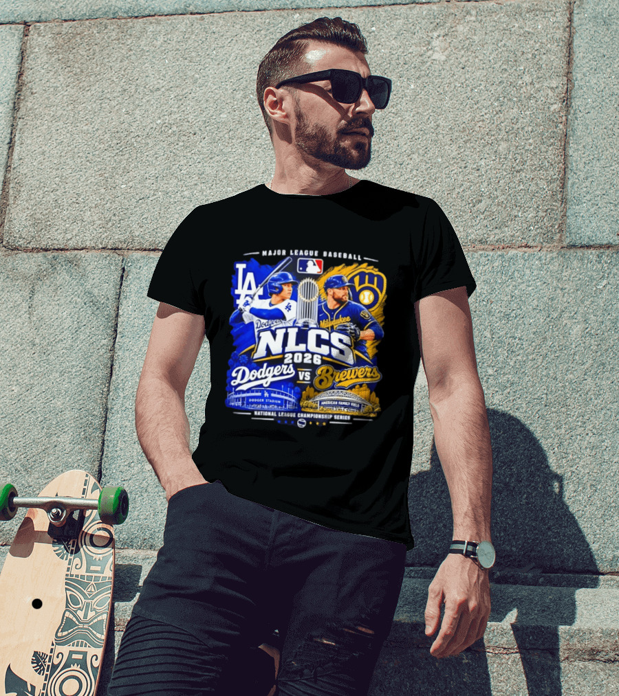 2026 NLCS Los Angeles Dodgers Vs Milwaukee Brewers Matchup At Dodger Stadium And American Family Field T-Shirt
