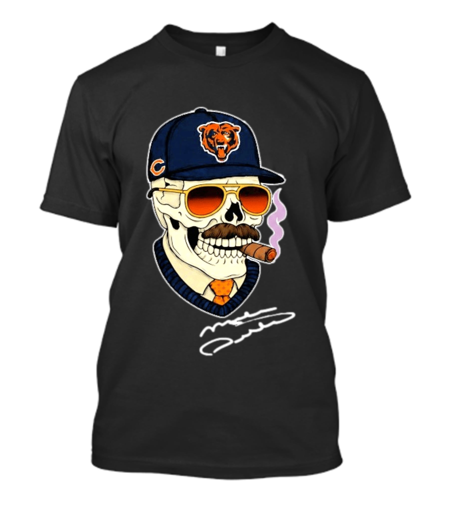 Mike Ditka Chicago Bears Legend Skull Cigar Signature T-Shirt