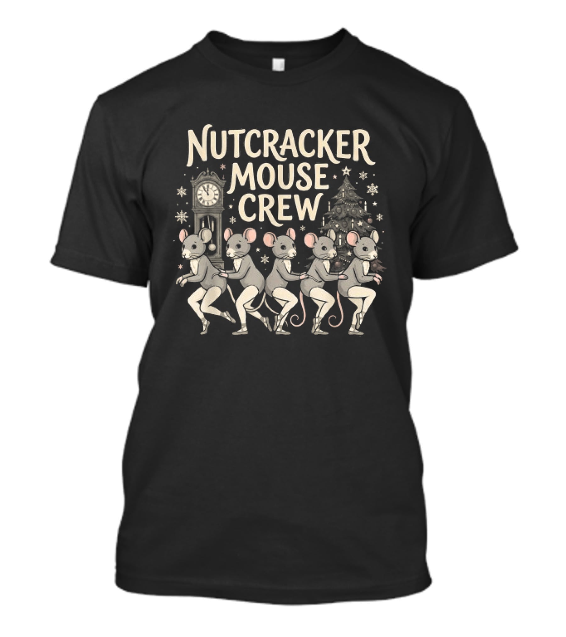 Nutcracker Mouse Crew Ballet Christmas Holiday Theme With Snowflakes And Dance Motif T-Shirt