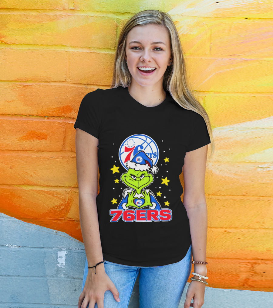 Philadelphia 76ers Christmas Grinch Basketball Holiday T-Shirt