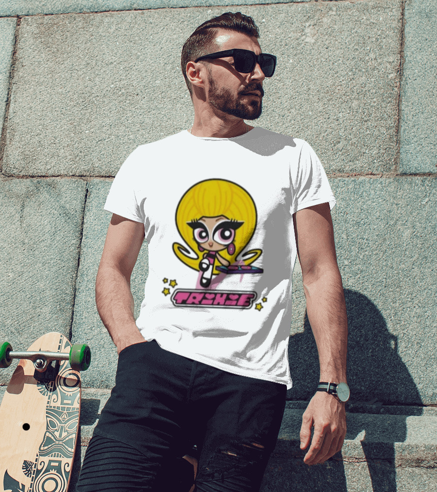 Trixie Mattel Powerpuff Girl Parody With Oversized Yellow Hair And Makeup T-Shirt