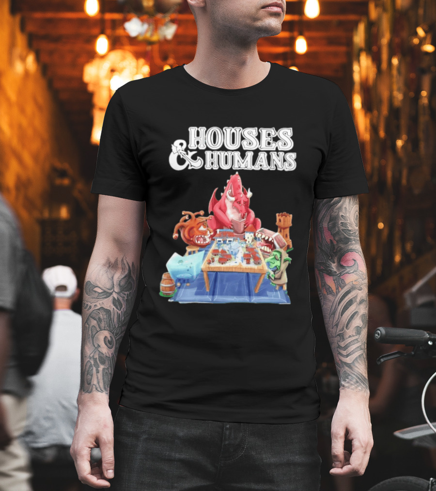 Houses And Humans Halloween Game Monsters Playing Board Game T-Shirt