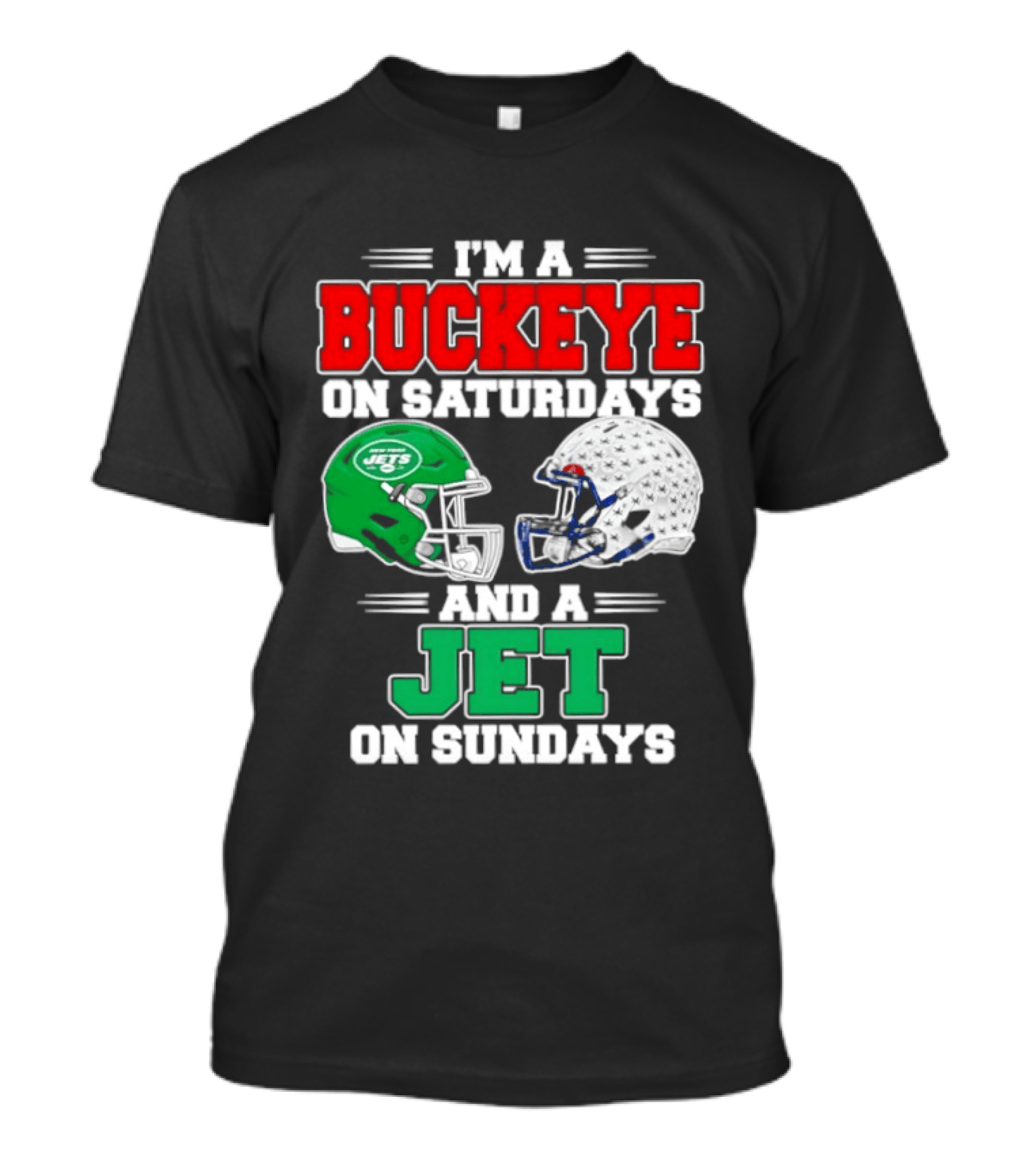 Ohio State Buckeyes Saturdays New York Jets Sundays Football Helmets T-Shirt