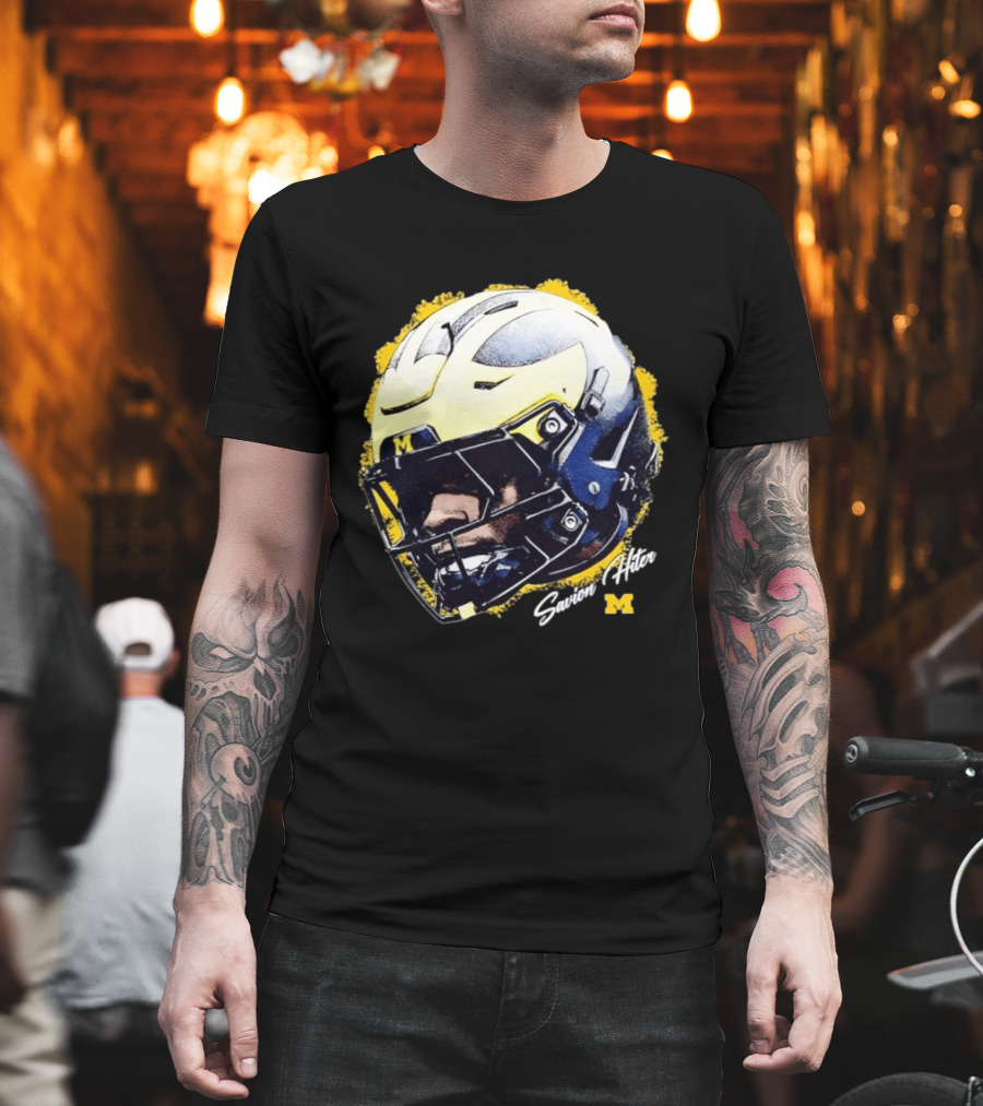 NCAA Football Michigan Wolverines Savion Hiter Game Face Helmet M T-Shirt