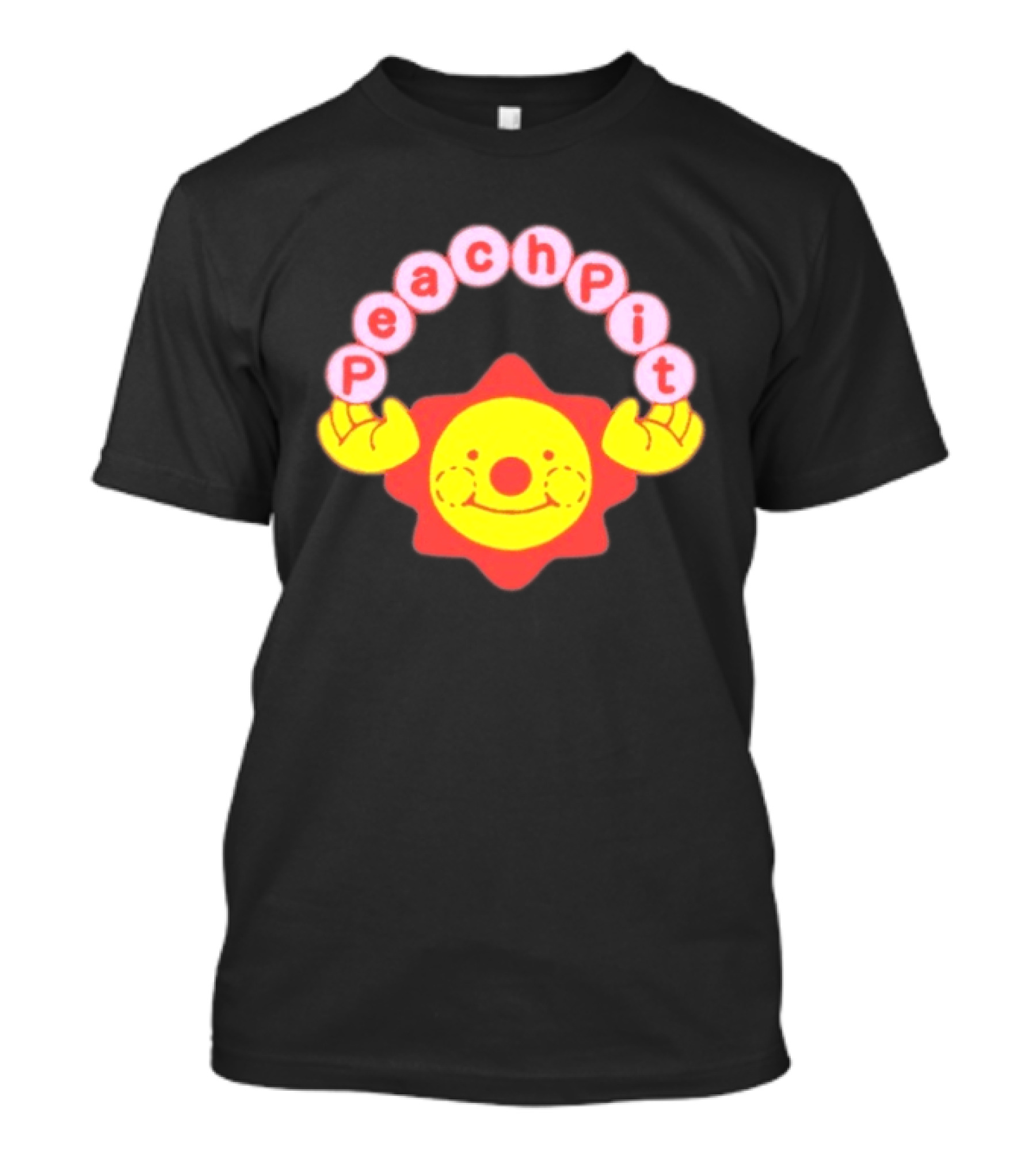 Peach Pit Smiling Sun With Playful Hands T-Shirt