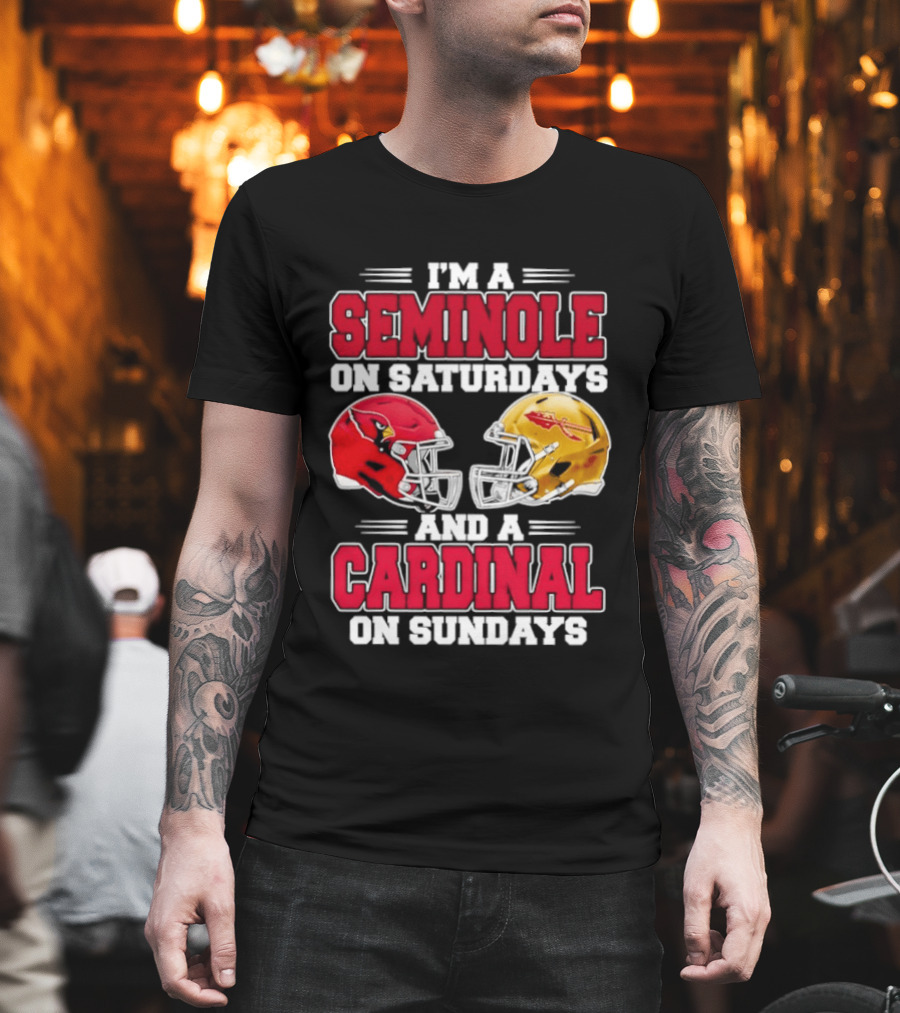 I'm A Seminole On Saturdays And A Cardinal On Sundays Football Helmets T-Shirt