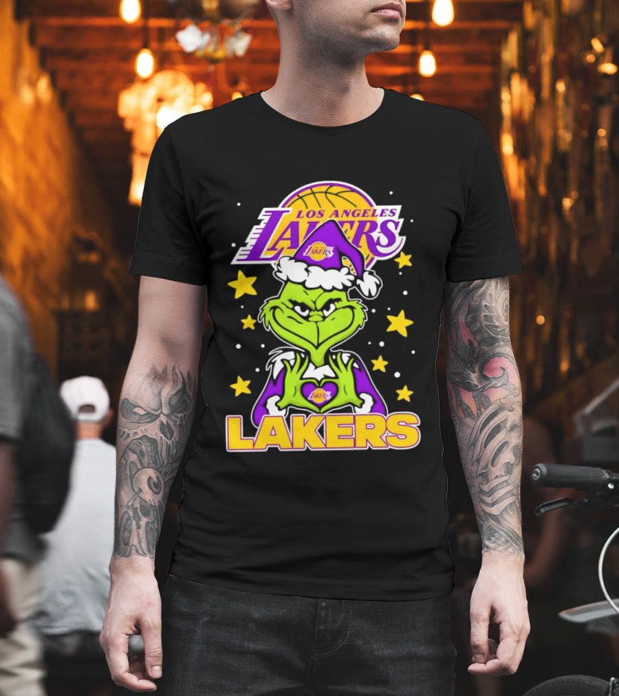 Los Angeles Lakers Christmas Grinch Festive NBA Fan Gear T-Shirt
