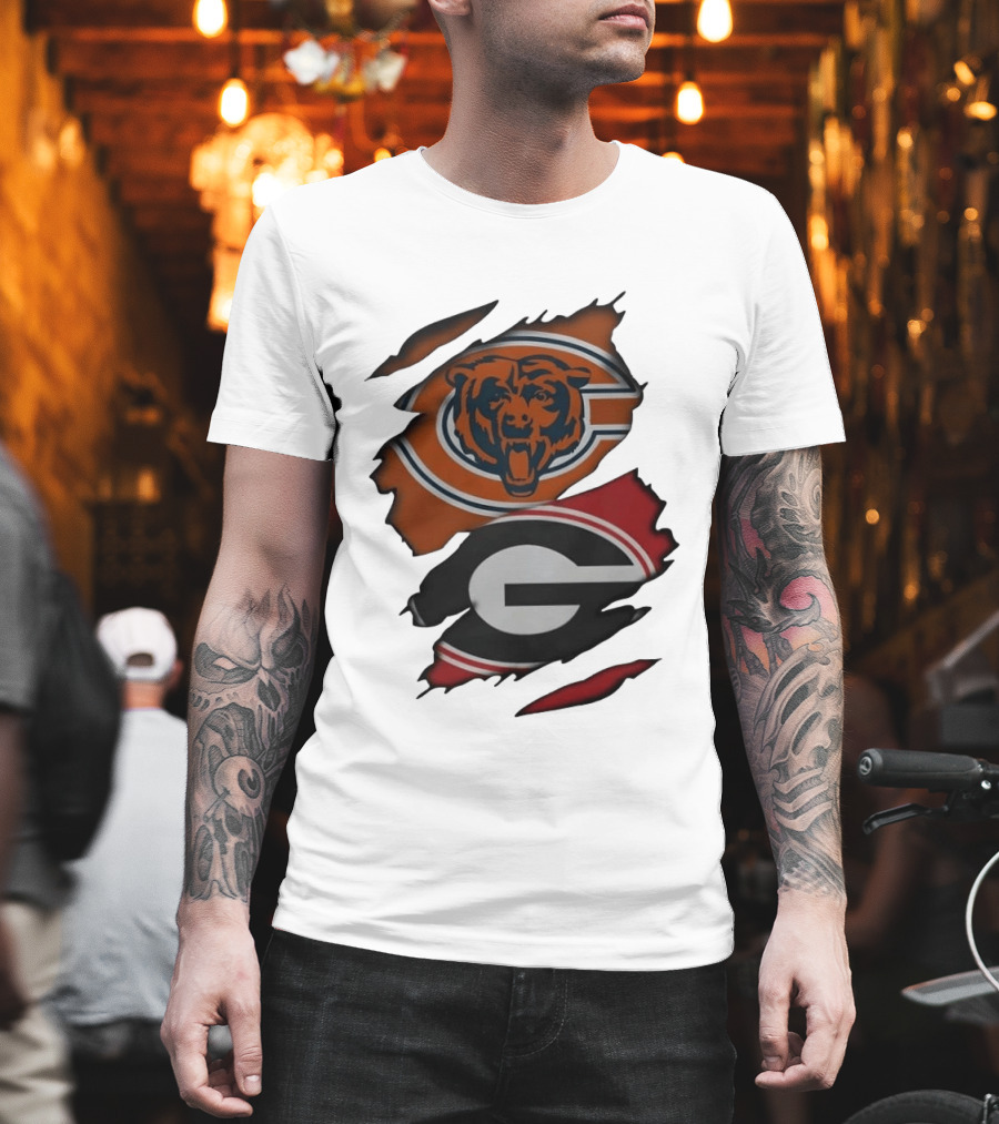 Chicago Bears Georgia Bulldogs Ripped Mesh T-Shirt