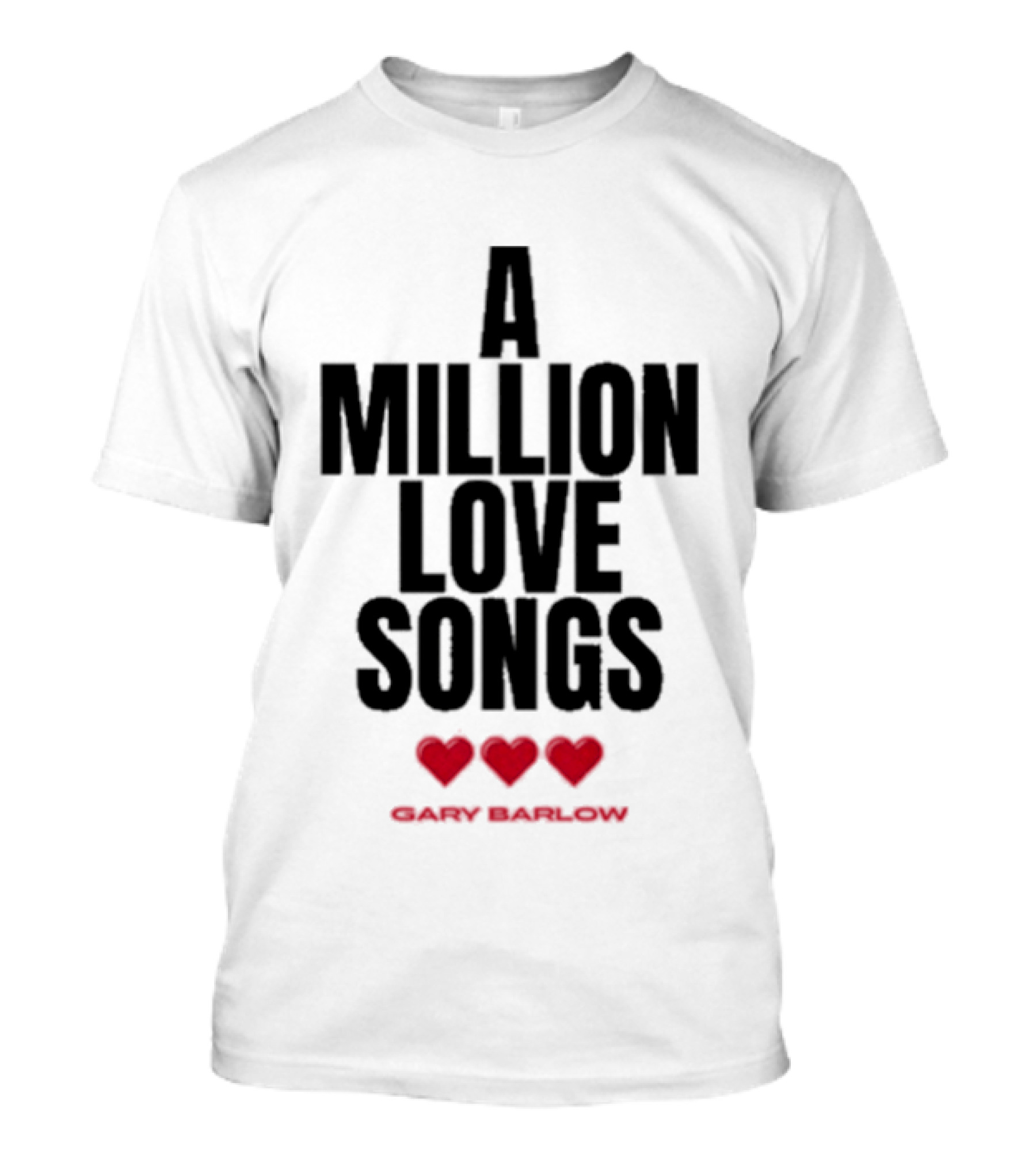 Gary Barlow A Million Love Songs Three Red Hearts T-Shirt