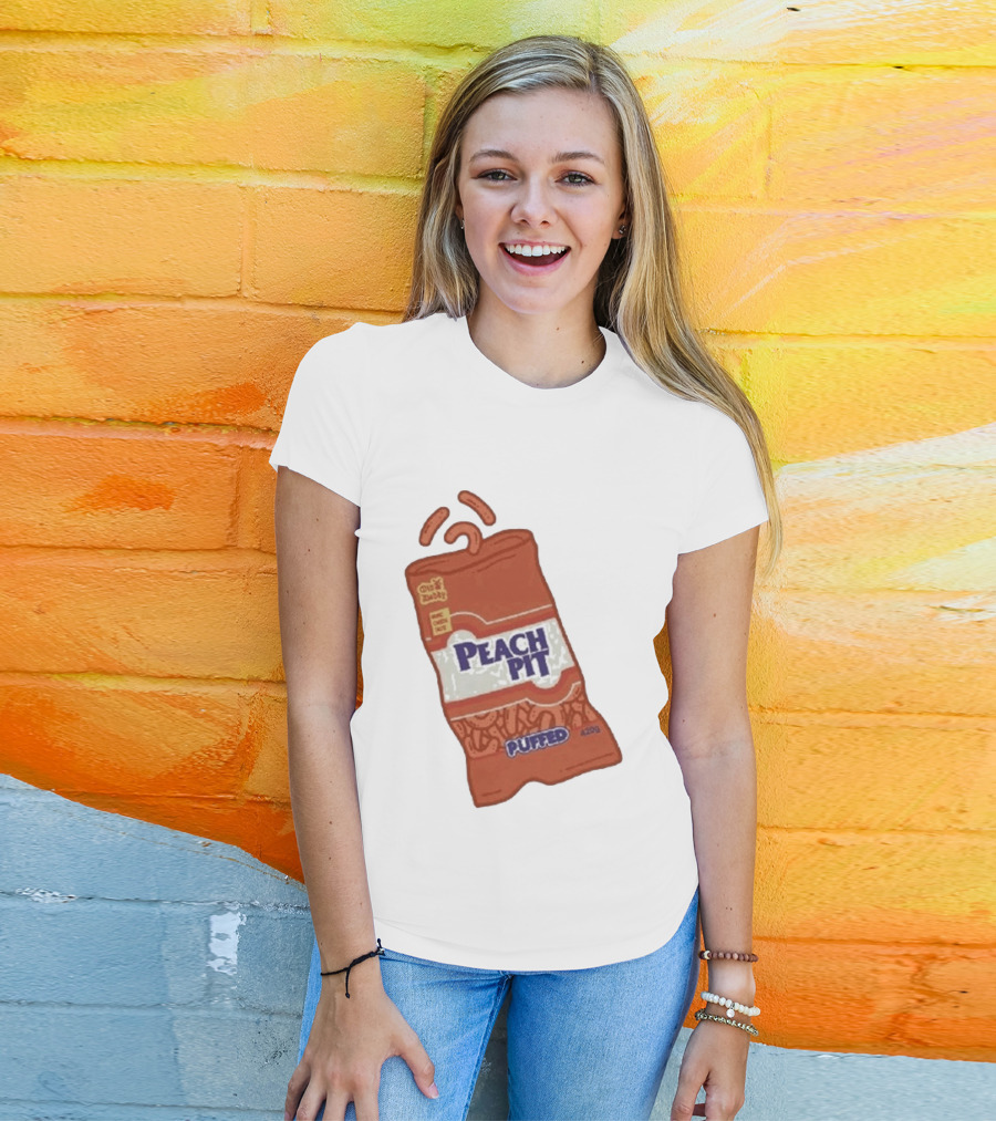 Peach Pit Puffed Snack Bag Cheesie Guys Party Pack 420g T-Shirt