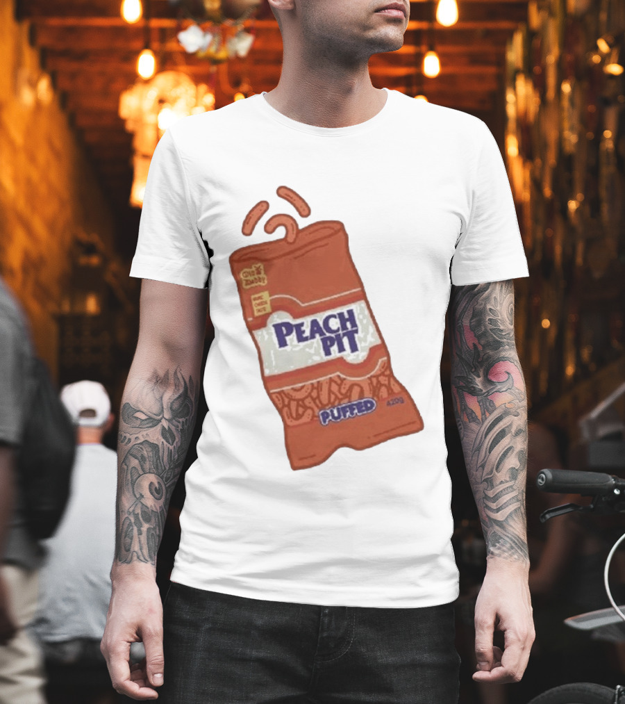 Peach Pit Puffed Snack Bag Cheesie Guys Party Pack 420g T-Shirt