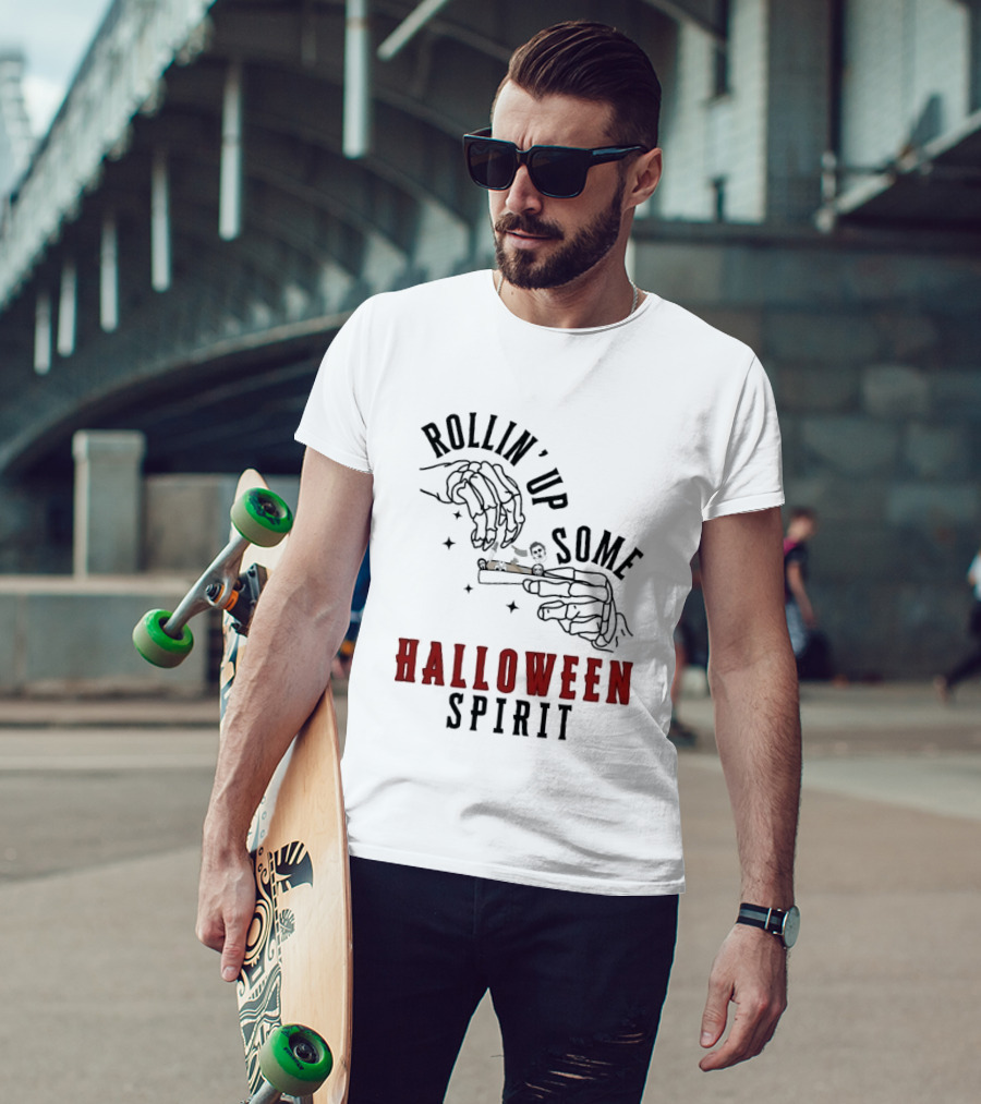 Rollin' Up Some Halloween Spirit Skeleton Hands Spooky Fun T-Shirt