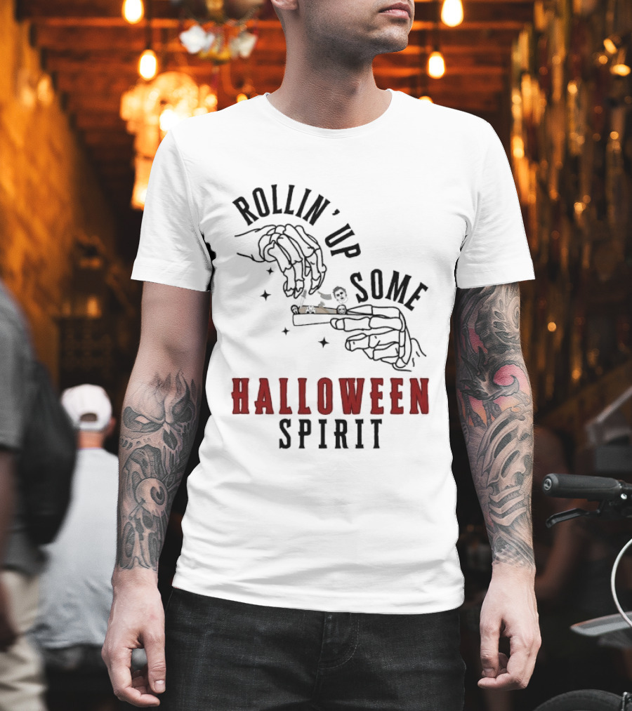 Rollin' Up Some Halloween Spirit Skeleton Hands Spooky Fun T-Shirt