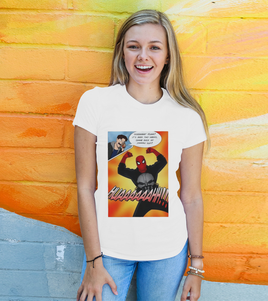 Spider Man And The Punisher Comic Goddammit Frank Huaaahhh Speech Bubble Scene T-Shirt