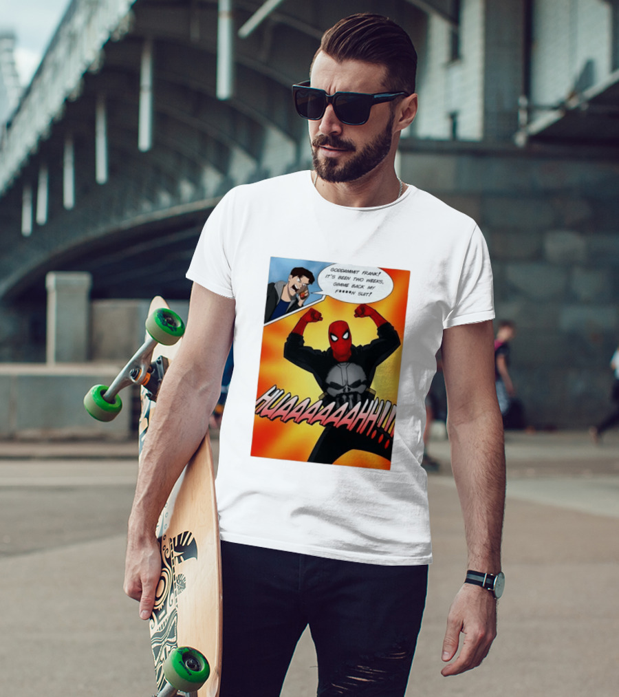 Spider Man And The Punisher Comic Goddammit Frank Huaaahhh Speech Bubble Scene T-Shirt