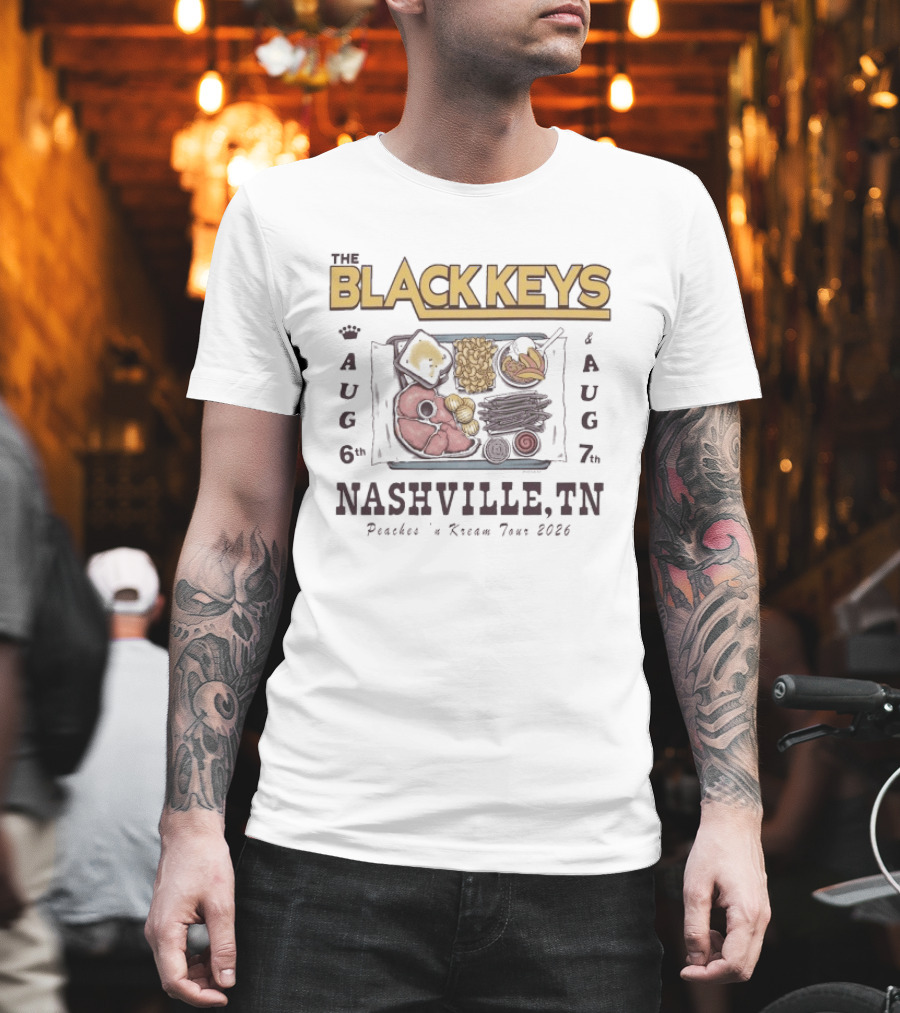 The Black Keys Nashville Aug 6 & 7 Peaches 'n Kream Tour 2026 T-Shirt