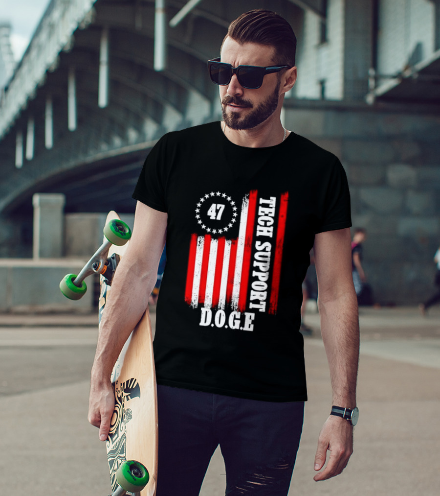 47 D.O.G.E. Tech Support American Flag T-Shirt