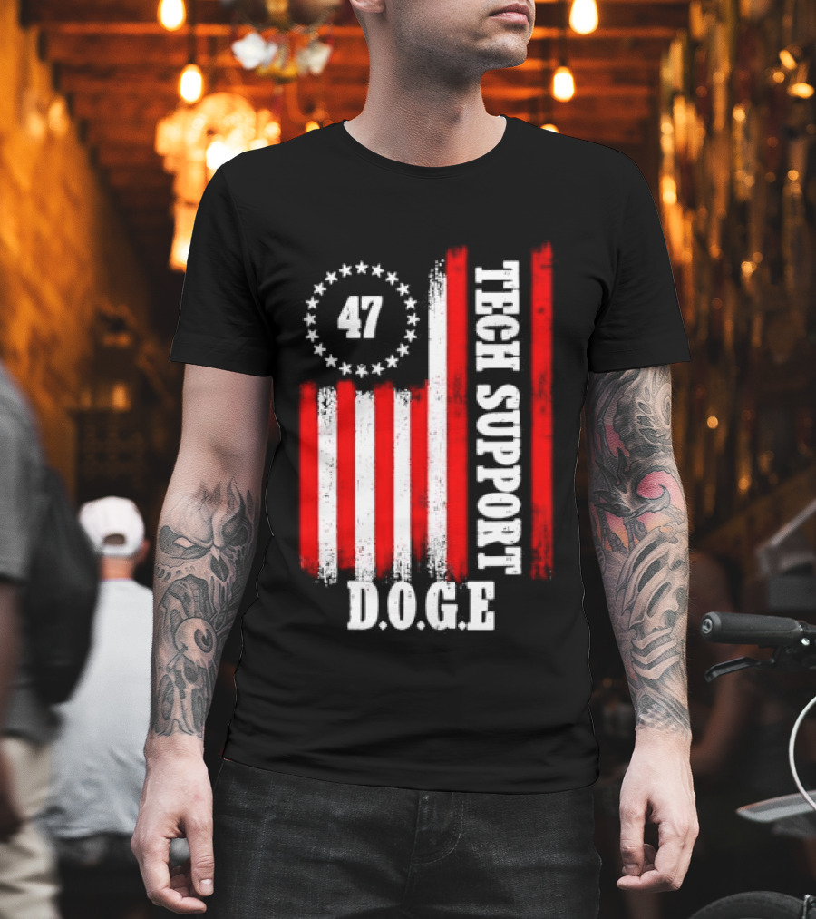 47 D.O.G.E. Tech Support American Flag T-Shirt