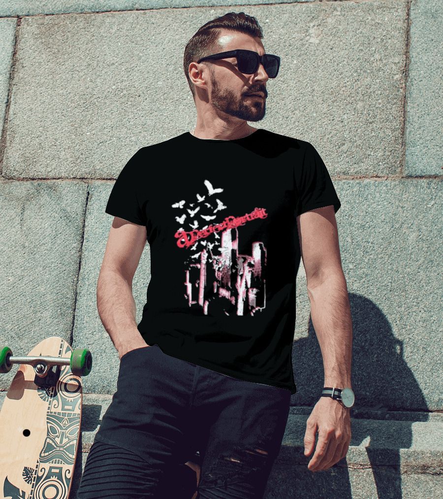 A Perfect Cityside Urban Skyline And Birds T-Shirt