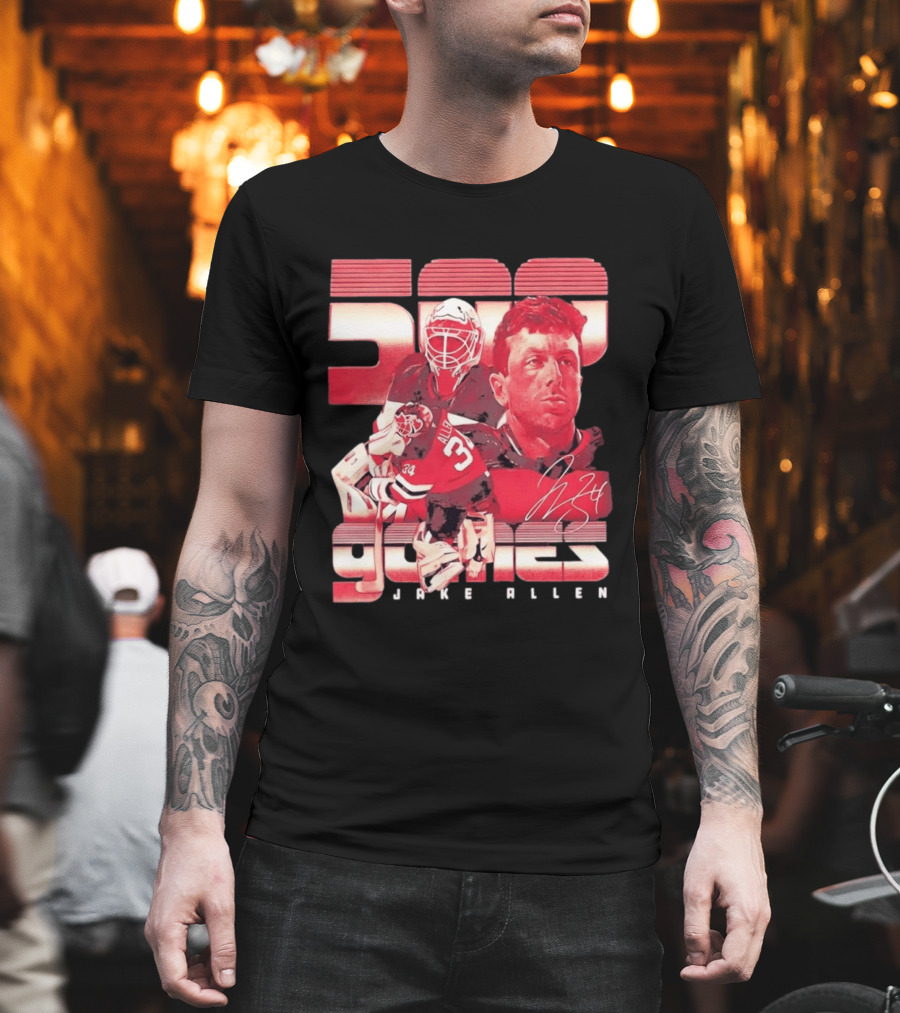 Jake Allen 500 Games New Jersey Devils Hockey 34 T-Shirt
