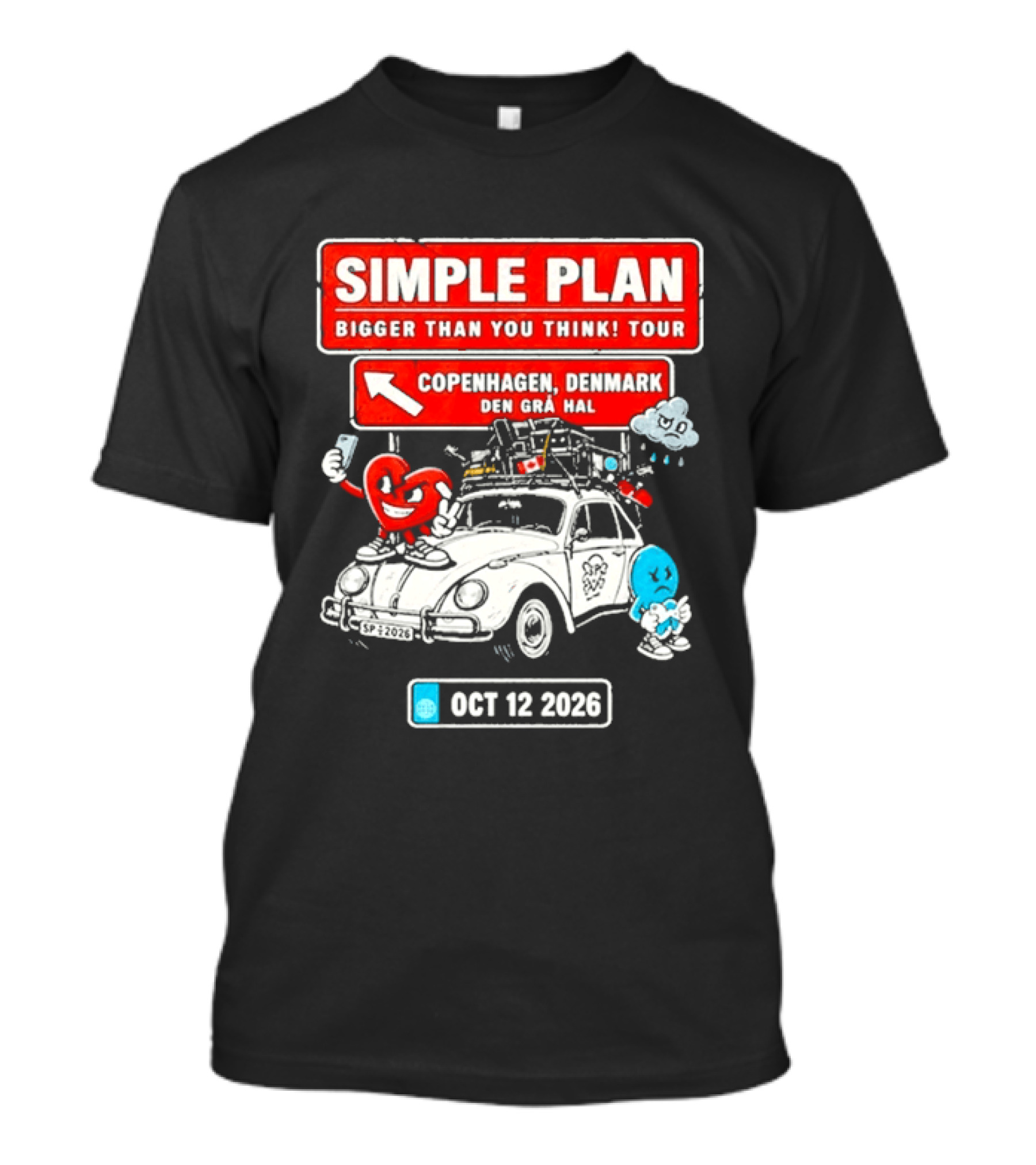 Simple Plan Bigger Than You Think Tour Copenhagen Denmark Oct 12 2026 T-Shirt