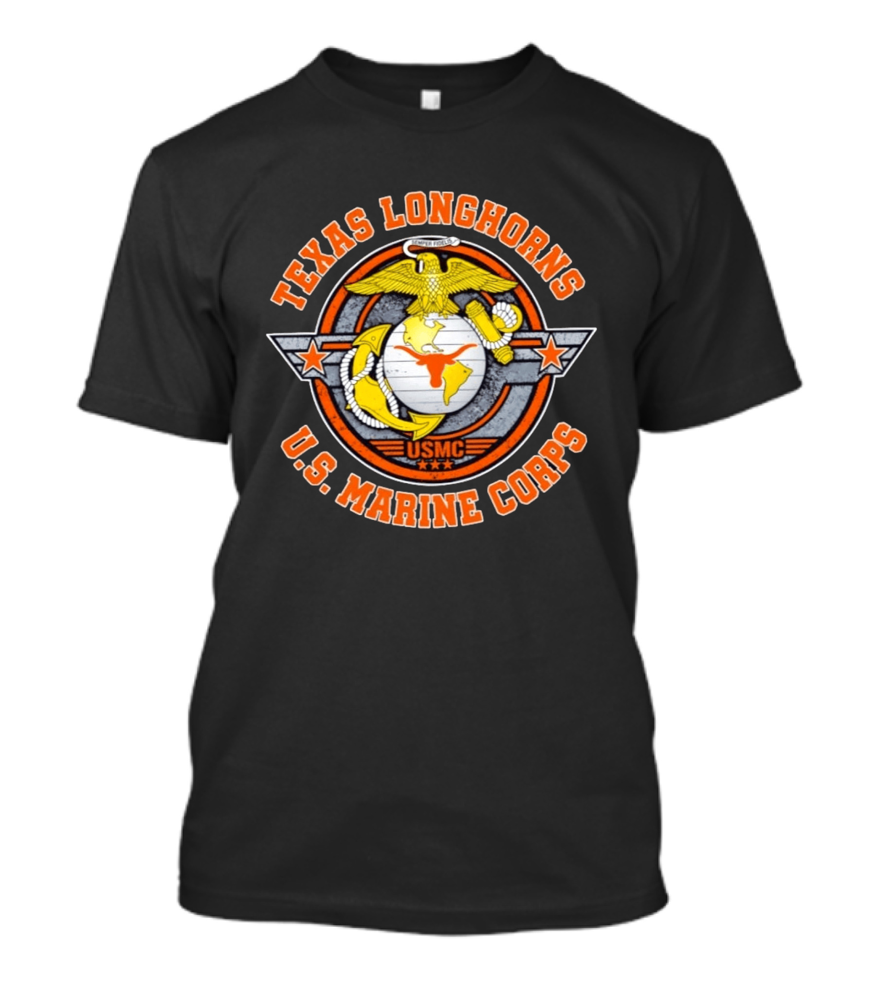 Texas Longhorns US Marine Corps Semper Fidelis USMC T-Shirt