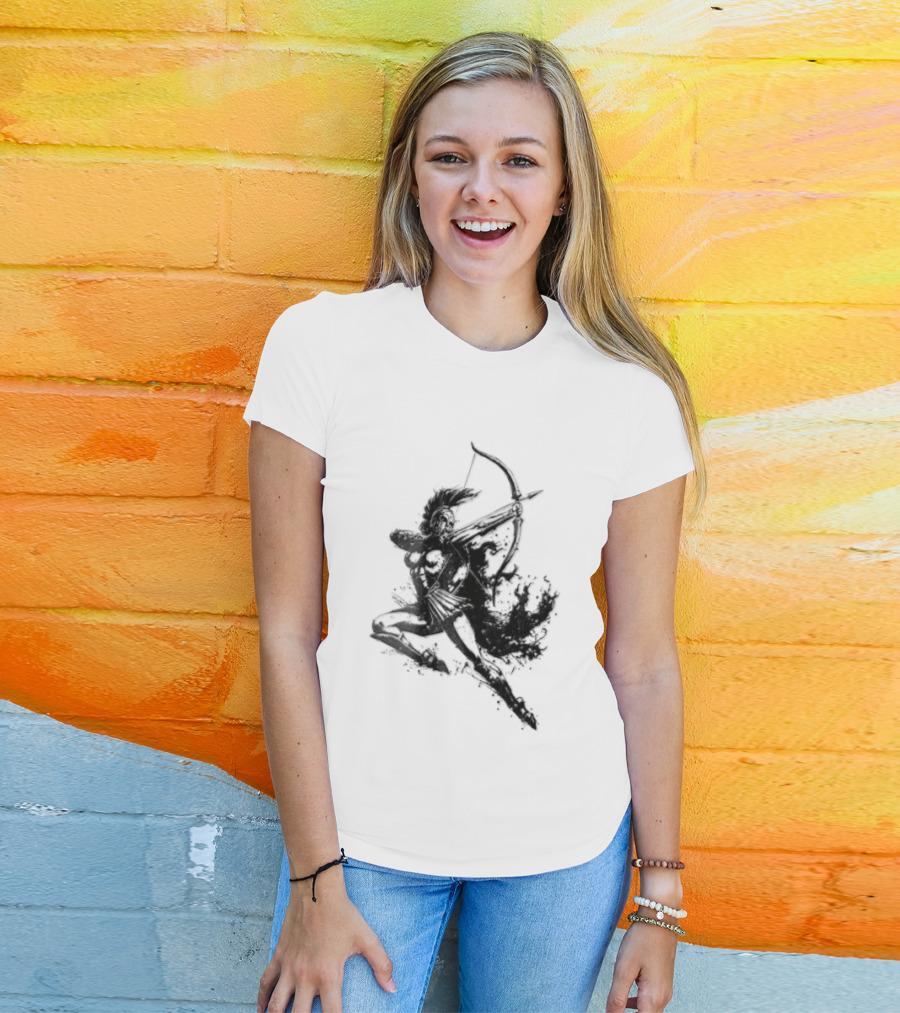 Female Spartan Warrior Archer Helmet T-Shirt