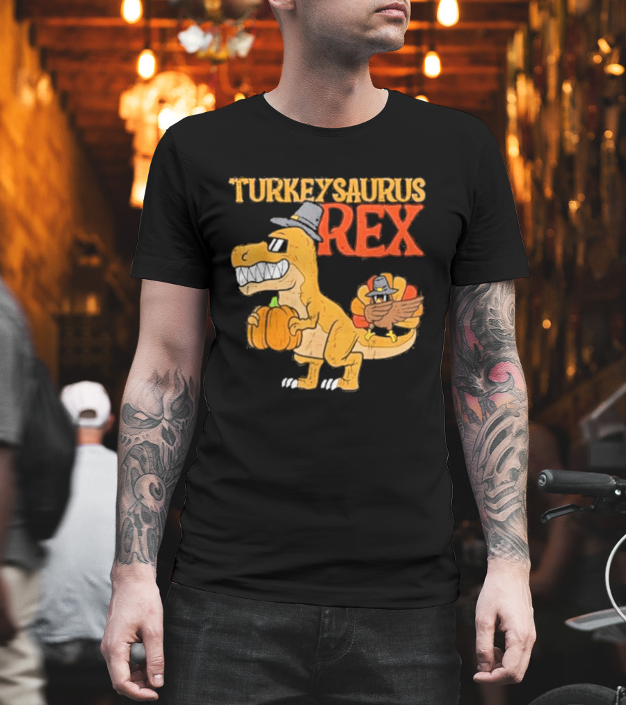 Turkeysaurus Rex Toddler Boys Thanksgiving Dab Turkey Dino 2024 T-Shirt