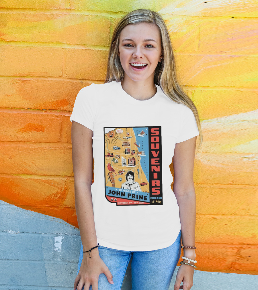 Souvenirs John Prine 80 Years October 7 11 2026 Chicago Illinois T-Shirt