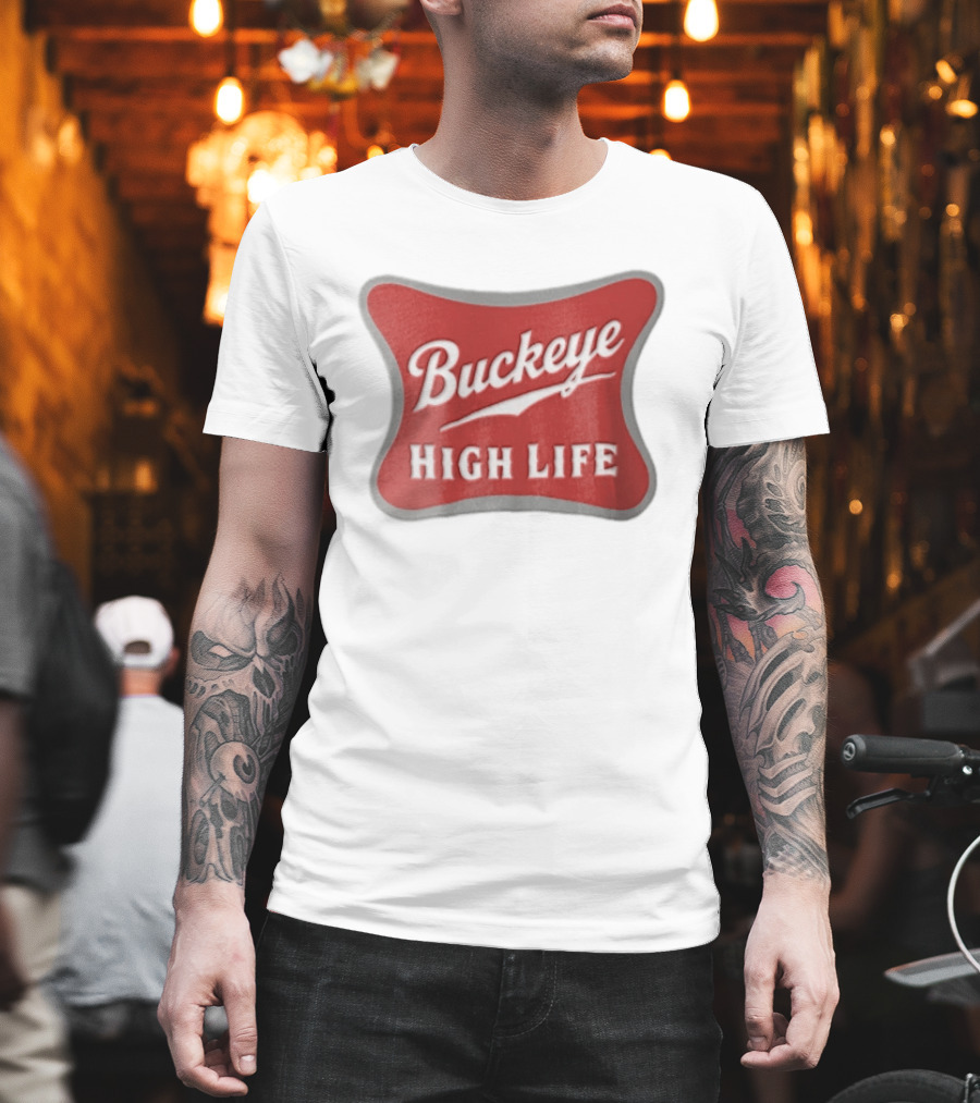 Buckeye High Life Red White Ohio State University T-Shirt