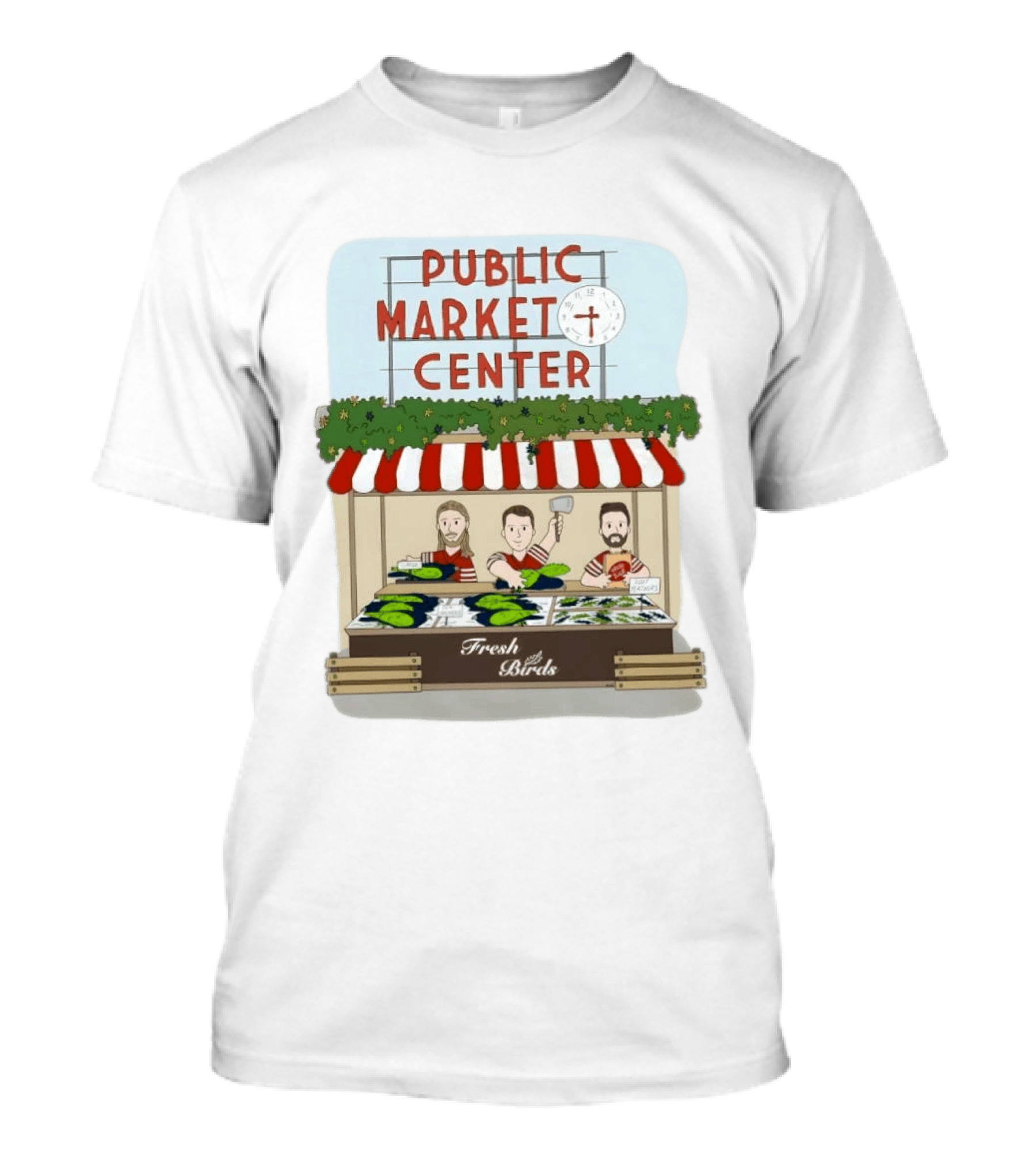 Public Market Center Fresh Birds Sea Chickens Market Stall T-Shirt
