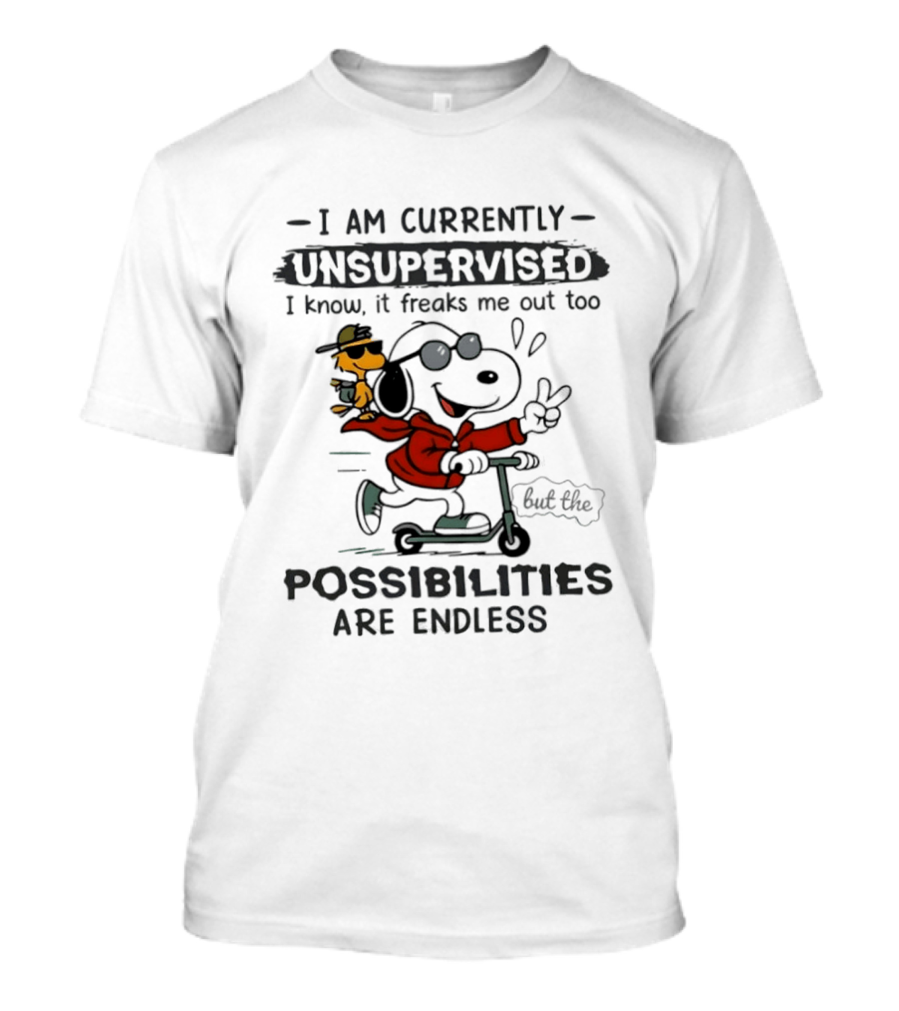 I Am Currently Unsupervised Snoopy Woodstock Possibilities Are Endless T-Shirt