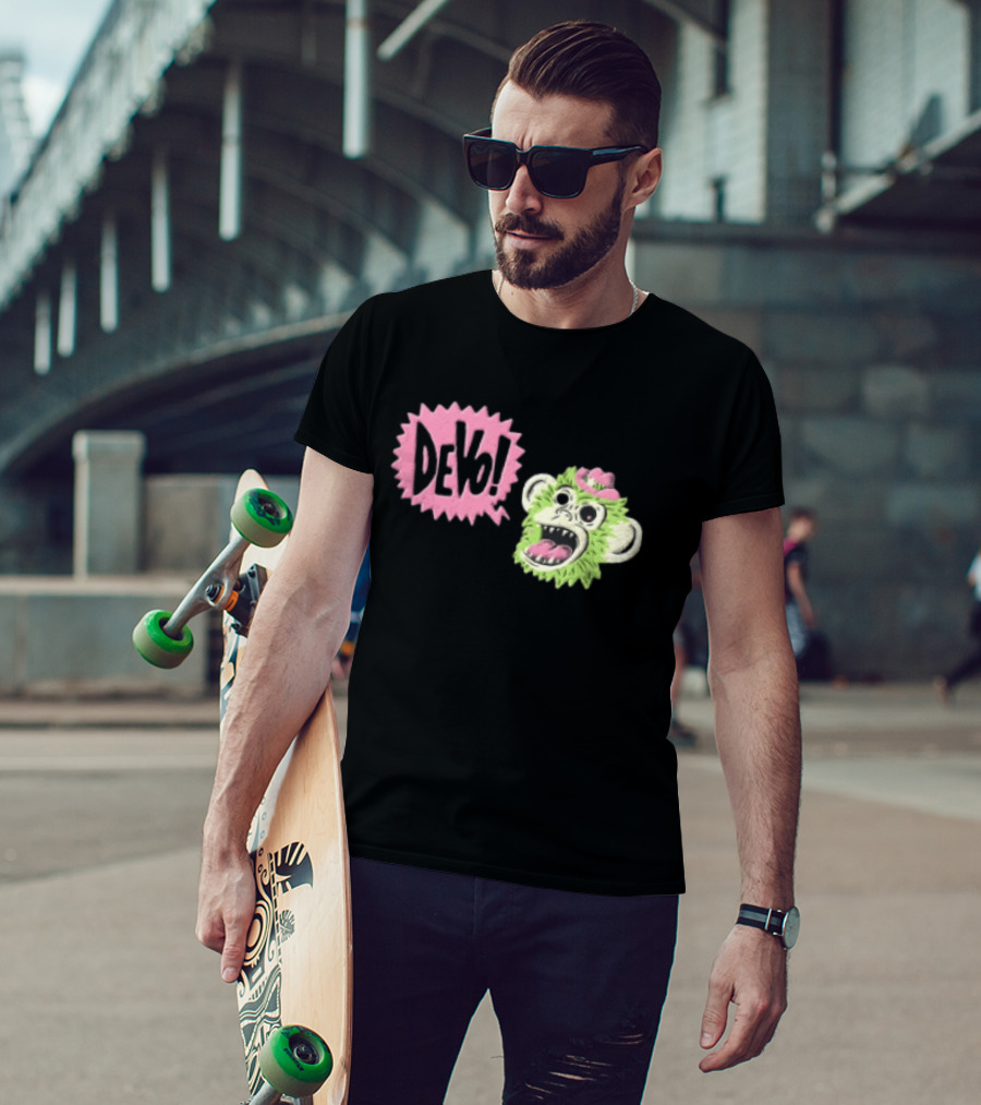 Devo Green Monkey Pink Hat T-Shirt