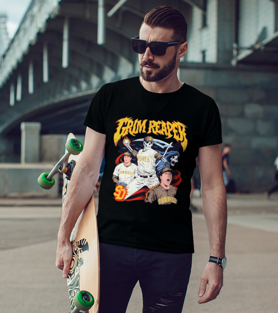 Grim Reaper Padres San Diego Baseball SD T-Shirt
