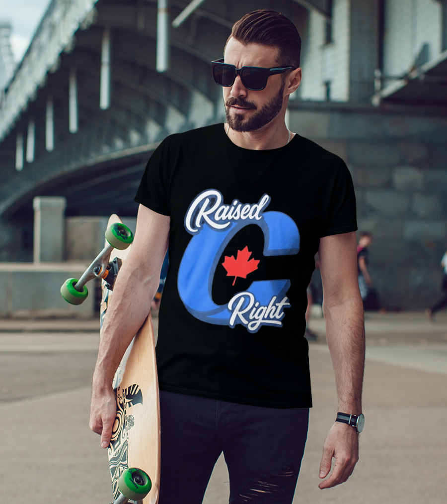 Raised Right Canada Proud Conservative Canadian Maple Leaf C T-Shirt
