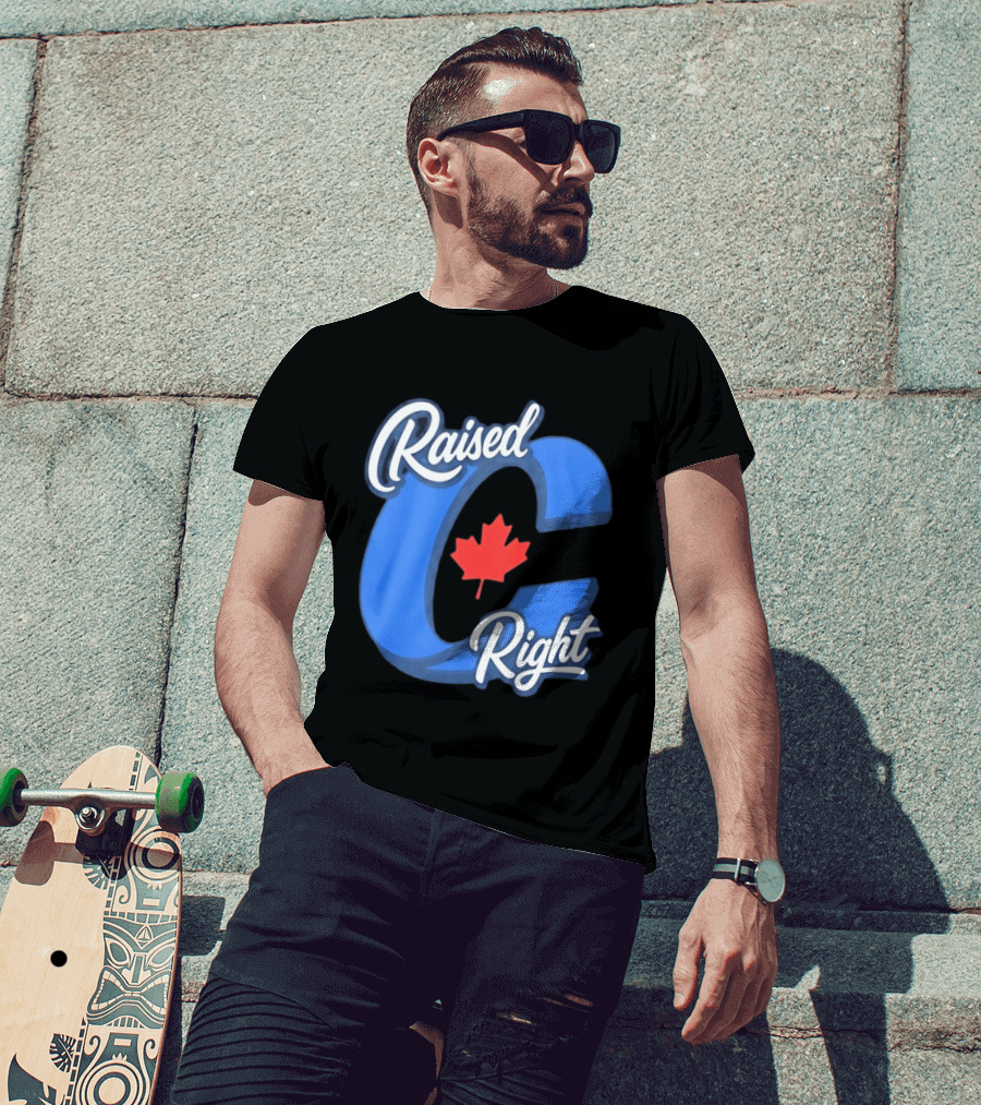 Raised Right Canada Proud Conservative Canadian Maple Leaf C T-Shirt