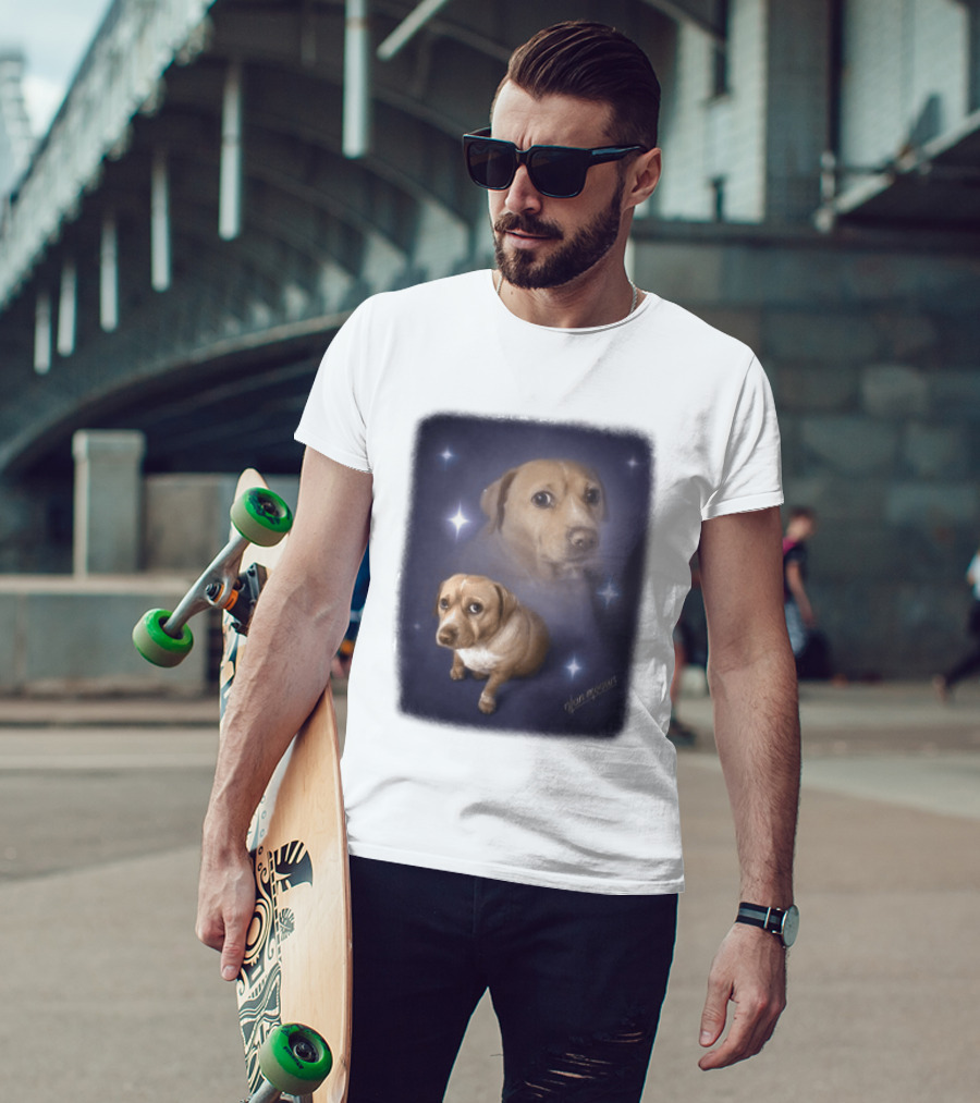 Olanmeows Cashew Sparkle Puppy And Cosmic Stars T-Shirt
