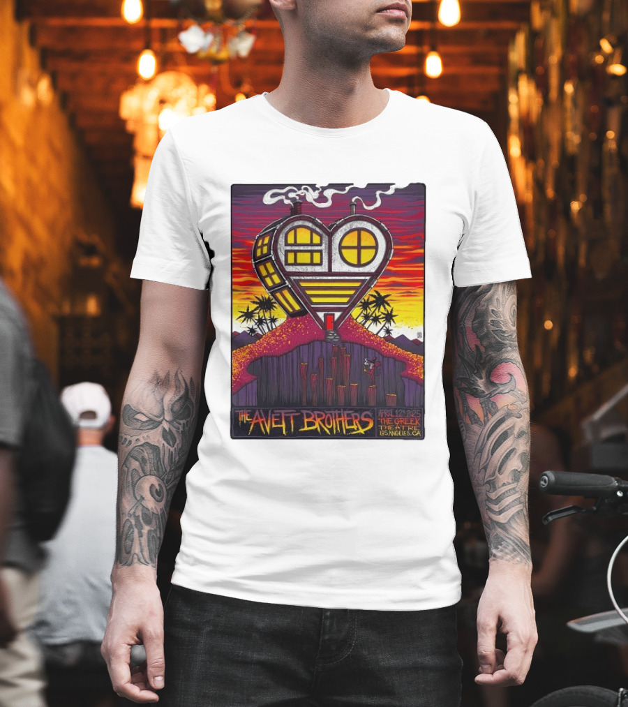 The Avett Brothers Heart Shaped House Greek Theater Los Angeles CA April 12 2025 T-Shirt
