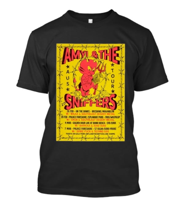 Amyl And The Sniffers Australian Tour 2024 Devil Brisbane Perth Sydney Punk Rock Band Dates T-Shirt