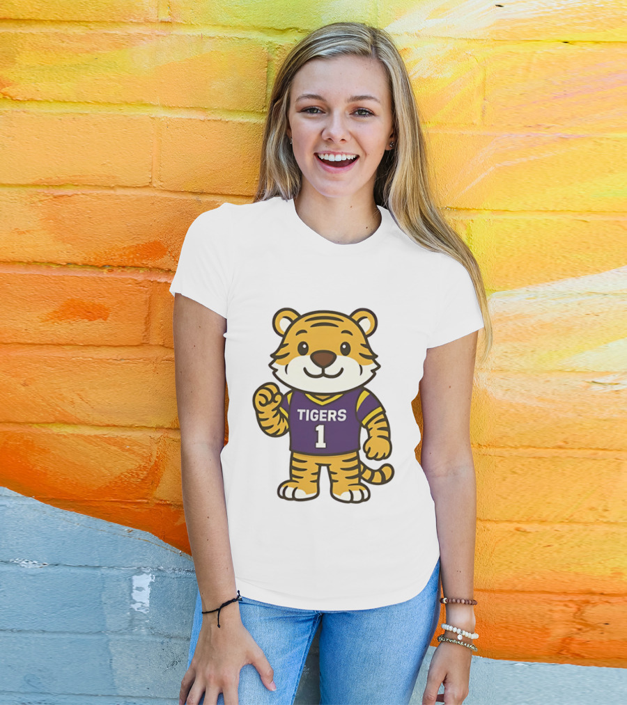 LSU Tigers Mike The Tiger Chibi Cartoon Louisiana Football Team T-Shirt