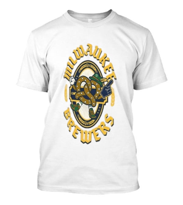 Milwaukee Brewers Oktoberfest Pretzel Character Baseball T-Shirt