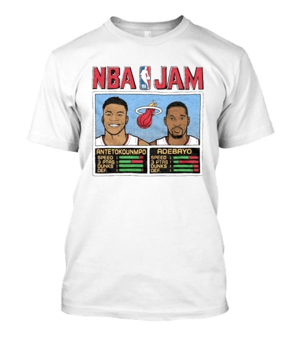 NBA Jam Miami Heat Antetokounmpo Adebayo Speed Dunks DEF T-Shirt