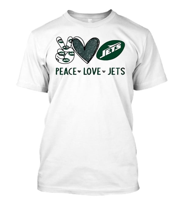 Peace Love Jets New York Football Team Fan T-Shirt