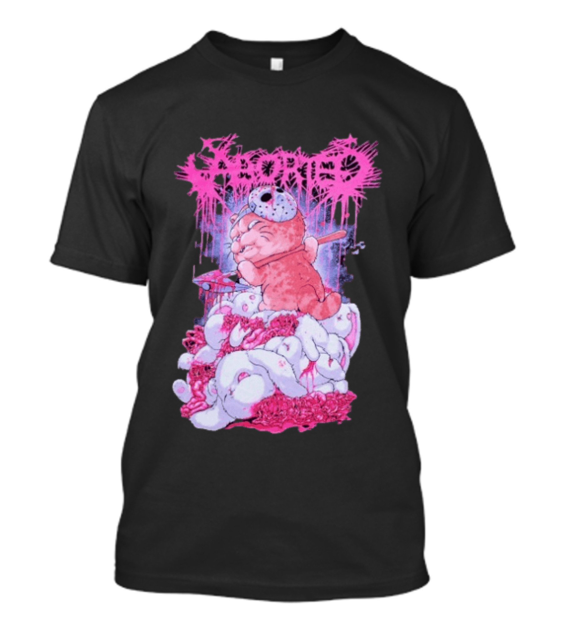 Aborted Murder Kitty Masked Plush With Axe Bunny Pile T-Shirt