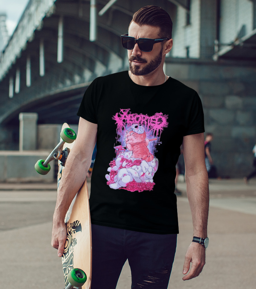 Aborted Murder Kitty Masked Plush With Axe Bunny Pile T-Shirt