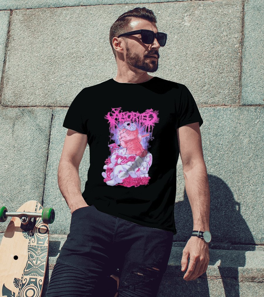 Aborted Murder Kitty Masked Plush With Axe Bunny Pile T-Shirt