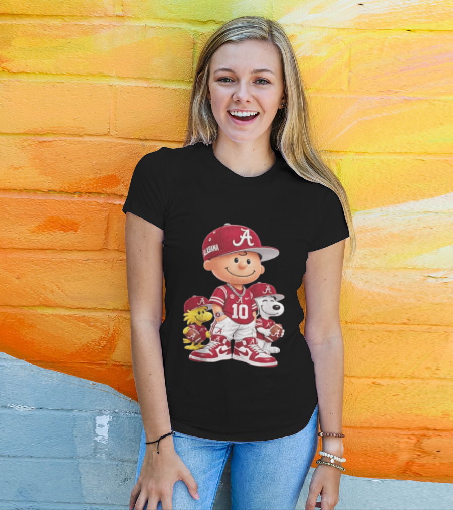 Alabama Crimson Tide Charlie Brown Snoopy Woodstock Football NCAA T-Shirt