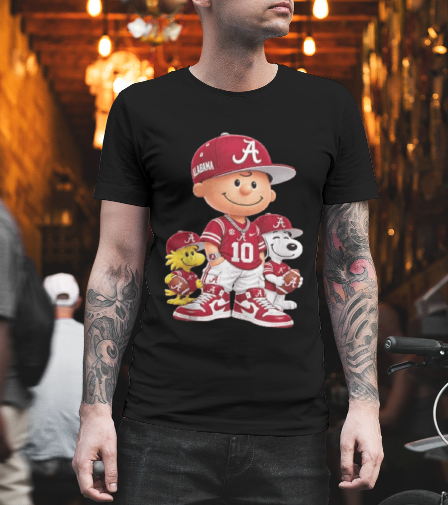 Alabama Crimson Tide Charlie Brown Snoopy Woodstock Football NCAA T-Shirt