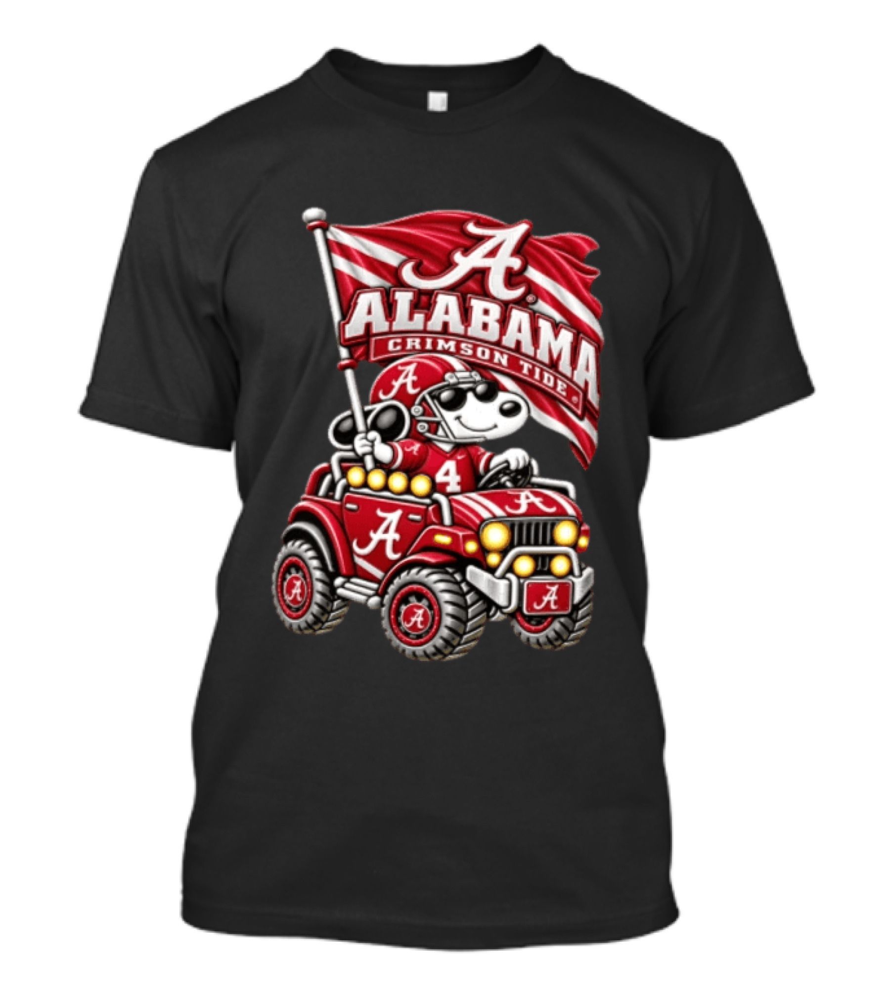 Alabama Crimson Tide NCAA Football Snoopy Driving Offroad Vehicle T-Shirt