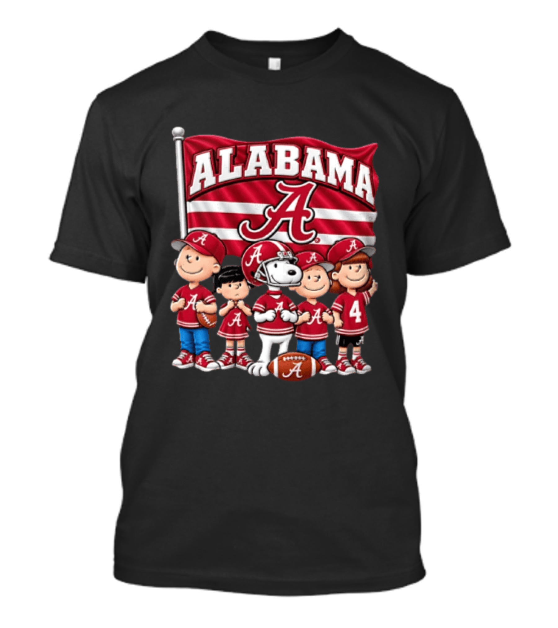 Alabama Crimson Tide NCAA Football Snoopy Charlie Brown Peanuts Characters T-Shirt